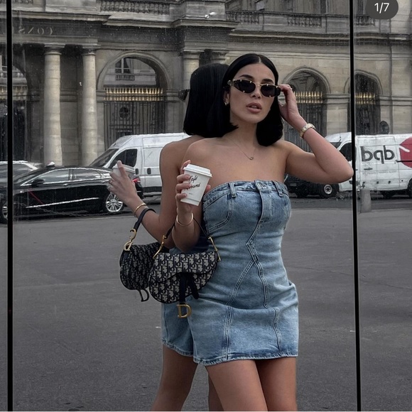 Zara TRF strapless denim dress - Picture 1 of 16